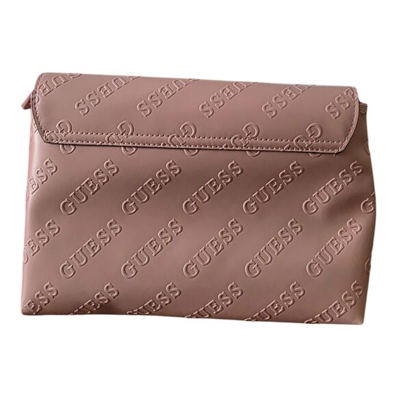 GUESS Pink Embossed Logo Clutch Bag Envelope Crossbody Women’s Purse Handbag - Picture 4 of 10
